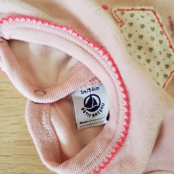 Petit Bateau Velour Footies, 1mth - Picture 4 of 4